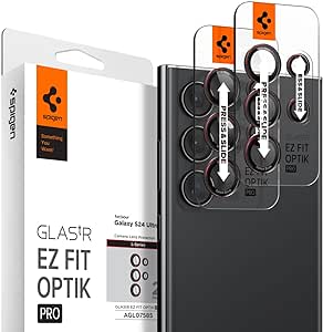 Spigen Glas.tR EZ Fit Optik Pro Protection Caméra compatible avec Samsung Galaxy S24 Ultra, L-Series Edition, 2 Pièces, Protection Individuelle, Résistant aux Rayures, 9H Protecteur Objectif