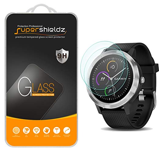 [2-Pack] Supershieldz for Garmin Vivoactive 3 (Not Fit For Vivoactive 3 Music) Tempered Glass Screen Protector, Anti-Scratch, Bubble Free, Lifetime Replacement Warranty