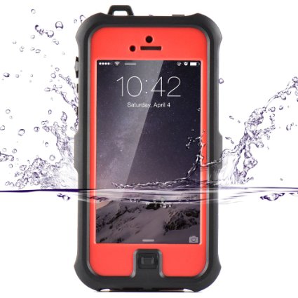 iPhone SE Case  iPhone 5 Case ZVEreg Waterproof Case for iPhone 5s5CSE Shockproof Durable Full Protection Case Cover Full-Body Rugged Water resistantDirtShockproof Case for Apple iPhone 5C5S red