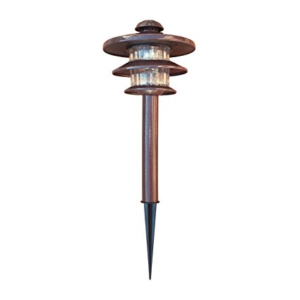 ALEKO JW-073F Beautiful Large LED Garden 3 Tier Pagoda Light Solar In-Ground Landscape Lighting, Brown