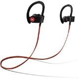 Monstercube Wireless Bluetooth headphones Portable Stereo Wireless Earbuds with Mic Flexible Designed to Stay in Your Ears Support Dual Connection for Sports Running Exercise Gym BlackRed