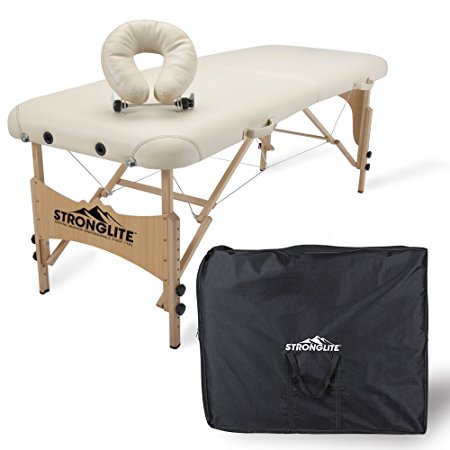 STRONGLITE Portable Massage Table Package Shasta - All-In-One Treatment Table w/ Adjustable Face Cradle, Pillow & Carrying Case (28"x73")