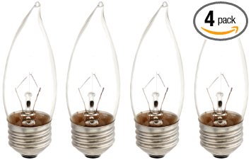 Philips 167601 40-watt BA9.5 DuraMax Clear Decorative Medium Base Candle Light Bulb,  4-Pack