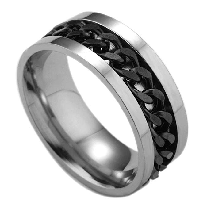 Clearance Men's Titanium Steel Chain Rotation Ring Cross Border Jewelry Ring