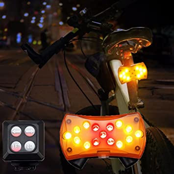 Quaanti Wireless Control Turn Signal Light for Bicycle Turning Bike Light Safety 2018 Remote Control USB Bicycle Lights Yellow Lamp (Yellow)