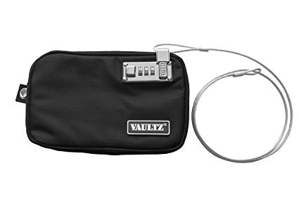 Vaultz Locking Field Gear Pouch with Tether, Small, 5 x 8 Inches, Black (VZ00739)