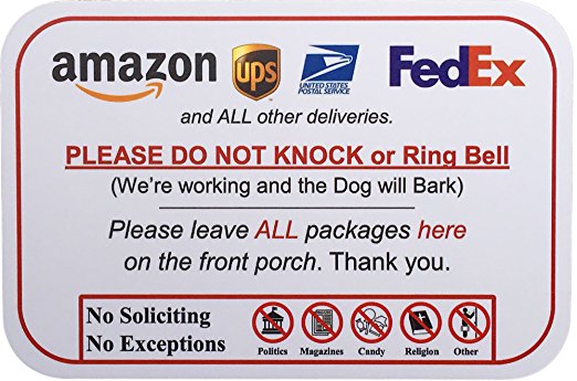 Leave Package Sign - Do Not Knock or Ring Bell (Dog will Bark)