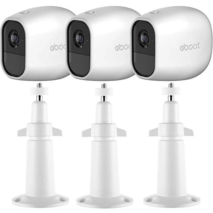 Gejoy Adjustable Metal Security Mount Outdoor Indoor Bracket and Silicone Cover Skins Protective Case for Arlo Pro, Arlo Pro 2 Wireless Camera, 3 Set (White)