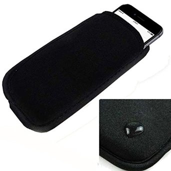 LefRight(TM) Black Elastic Neoprene Aquatics Pouch Case Cover for 5.5 inches iPhone 6s Plus