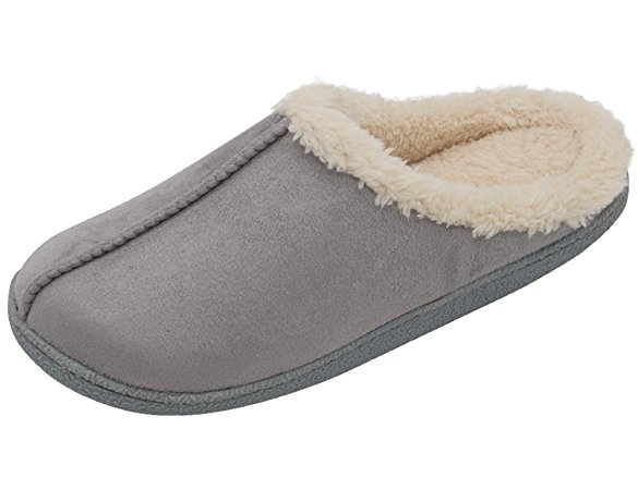 UltraIdeas Comfort Men and Women Plush Suede Cotton Slip on Slippers Washable Flat Closed Toe Clog Indoor and outdoor Shoes with Non-Slip Sole