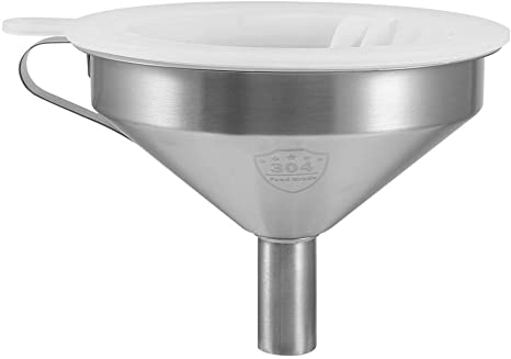 Picowe 5.9 inch 304 Stainless Steel Funnel, with Removable 200 Mesh Food Filter and Stainless Steel Strainer for Transferring Liquids, Oil and Filter Residue for Narrow Neck Bottles Jars
