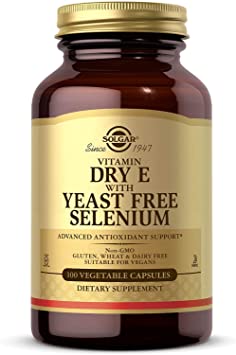 Solgar Vitamin E with Yeast Free Selenium Vegetable Capsules - Pack of 100