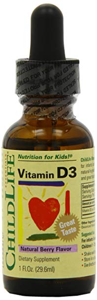 Child Life Vitamin D3, Berry Flavor, Glass Bottle, 1-Ounce (Pack of 2)