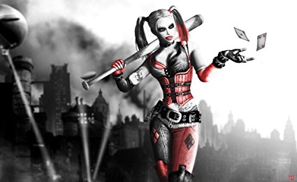 Harley Quinn Batman Arkham City Fabric Cloth Rolled Wall Poster Print -- Size: (21" x 13")