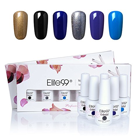 Elite99 Soak Off Gel Nail Polish 8ML UV LED Varnish Manicure 6 Colours Set C009
