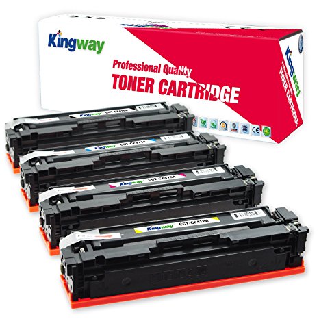Kingway Compatible HP 410A CF410A CF411A CF412A CF413A Toner Cartridge Compatible with HP Color LaserJet Pro M477fdw M477fnw M477fdn M452dw M452nw M452dn Printer (Black,Cyan,Yellow,Magenta,4-Pack)