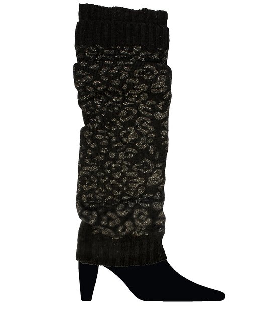 Womens Winter Leopard Print Warm Cable Crochet Knit Leg Warmers Boot Socks