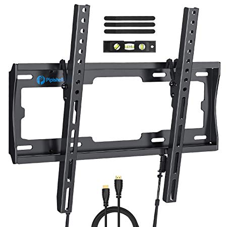 Tilt TV Wall Mount Bracket Low Profile for Most 26-55 Inch LED LCD OLED Plasma Flat Curved Screen TVs, 8 Degrees Tilting for Anti-Glaring, Max VESA 400x400mm and Holds up to 99lbs by Pipishell