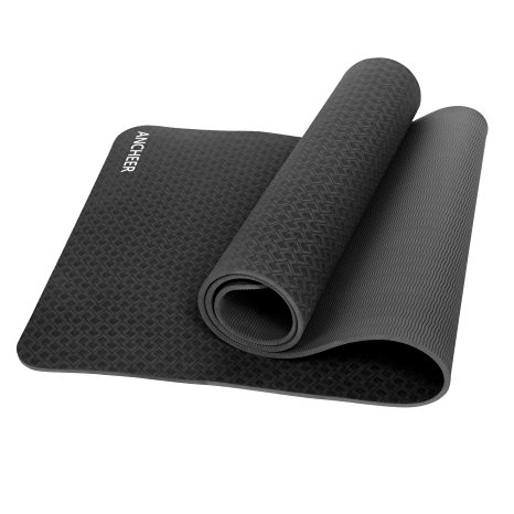 Ancheer Exercise Yoga Mat High Density Anti-Tear Gym Mats with Carry Strap