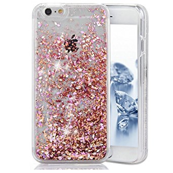 iPhone SE Case,iPhone 5 Glitter Case, SENCEE Creative Design Shiny Moving Quicksand Liquid Bling Diamonds Glitter Sparkle Flowing Clear Hard Case Cover for iPhone SE 5 5S (Pink Diamonds)