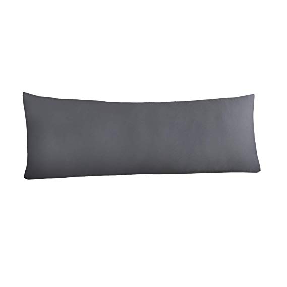 YAROO Microfiber Body Pillow Cover 21" x 54" - Super Soft Body Pillowcase,with Zipper and No Zipper Available (Dark Gray-No Zipper)