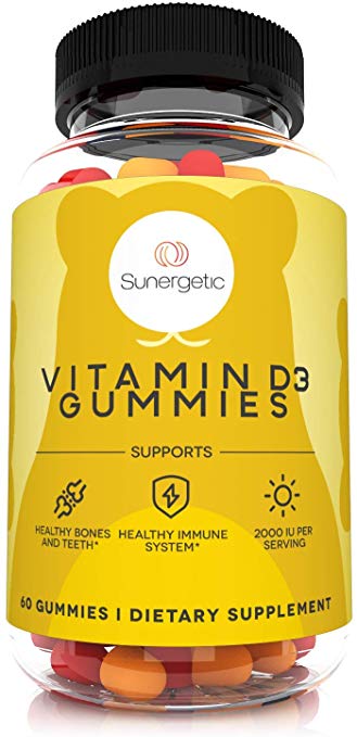 Premium Vitamin D3 Gummies – Powerful Vitamin D Gummies to Support Healthy Bones, Mood & Immune System – 2000 IU of Vitamin D3 per Serving – 60 D3 Gummies