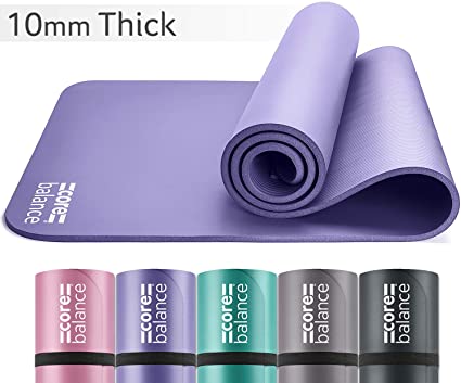 Core Balance Pilates Mat, Extra Thick Foam 10mm, Non Slip, Exercise Fitness Yoga, Compact Lightweight With Carry Strap, 183cm x 60cm x 1cm