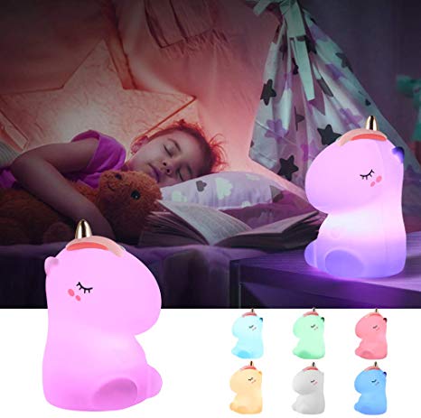 Night Light for Kids,GoLine Unicorn Gifts for 3-8 Year Old Boys Girls,Baby Lamps for Nursery,Kids Night Lights for Bedroom,Cute Silicone LED Nightlights for Children.