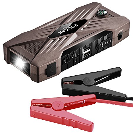 Eocean 800A Peak 19800mAh Portable Car Jump Starter (up to 5L Gas, 3.0L/ 2.8T Diesel Engine) Battery Booster and Phone Charger with Smart Charging Port, Compass & LCD Screen and LED Light