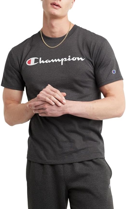 Champion Men's T-Shirt, Cotton Midweight Men's Crewneck Tee,t-Shirt for Men, Script (Reg. Or Big & Tall)