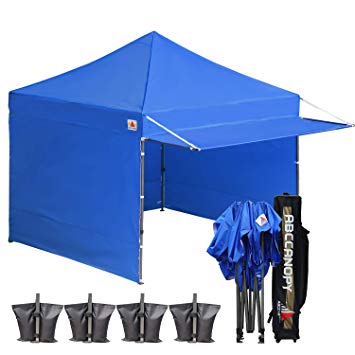 ABCCANOPY 10x10 Easy Pop up Canopy Tent Instant Shelter Commercial Portable Market Canopy Matching Sidewalls, Weight Bags, Roller Bag,BOUNS Canopy Awning (Royal Blue)