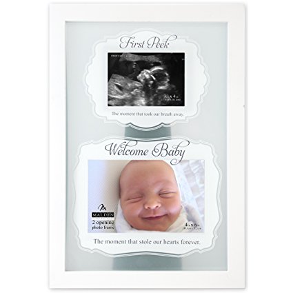 Malden International Designs First Peek Floater Picture Frame, 2 Option, 2-4x6, White