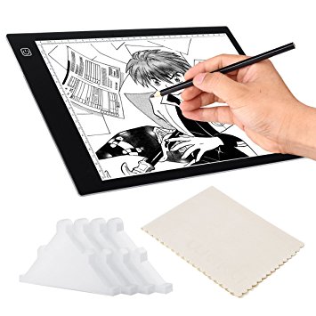 Light Box for Tracing Drawing, A4 Ultra Thin Pad, 3 Levels Dimming, 4Pcs Safety Corner Guards, USB Powered LED Copy Board