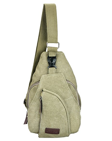 OuterStar Casual Canvas Sling Backpack Chest Bag for Men Woman (Coffee/Grey/Army Green)