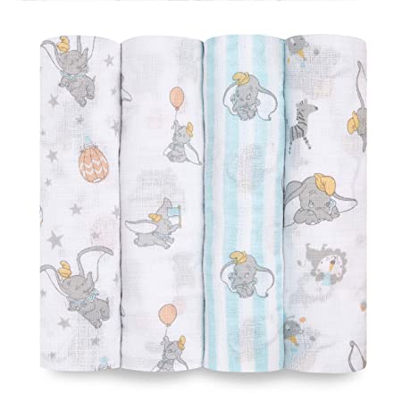 aden   anais Aden Swaddle Blanket, Muslin Blankets for Girls & Boys, Baby Receiving Swaddles, Ideal Newborn Gifts, Unisex Infant Shower Items, Wearable Swaddling Set,4 Pk, Dumbo New Heights