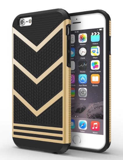 iPhone 6S Case, iPhone 6 Case, DACHUI [Anti-slippery Design] Durable Rugged Dual-Layer [PC   TPU] Ultra Slim Protective Shock-Absorption Anti-scratch Defender For Apple iPhone 6/6S (Black Gold)