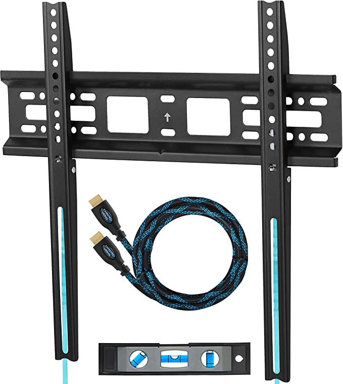Cheetah Mounts APFMSB TV Wall Mount Bracket for 20-55” TVs Up to VESA 400 and 115 lbs Including a Twisted Veins 10’ HDMI Cable and a 6" 3-Axis Magnetic Bubble Level