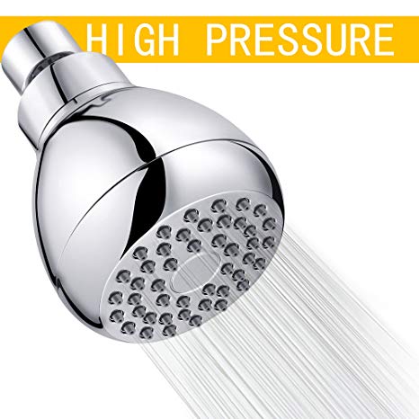 High Pressure Shower Head, Full-Chrome Finish Fixed Showerhead, Wall Mounted Filtered with Removable Water Restrictor, High Flow Boosting Resist for Low Water Pressure