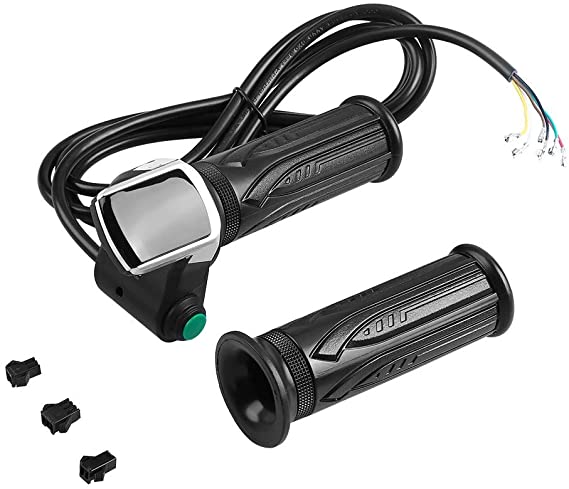 Throttle Grip Twist Throttle Accelerator Handle Grips Waterproof LCD Screen Bent Cable Set for Electric Cars Bike (48V)