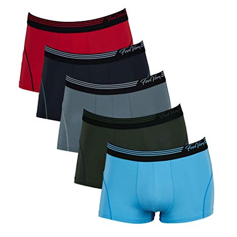 Feelvery Men's Superior Fit Microfiber 4-Way Stretch Active Performance Boxer Briefs (5 Pack) - Unlimited Comfort Series