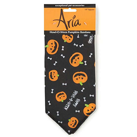 Aria Howl-O-Ween Pumpkins Bandanas for Dogs, Black