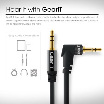 35mm Right Angle 35mm Audio Cable 90 Degree GearIt 2 Feet06 Meters 35 mm Male to Male Right 90 Auxiliary Stereo Cable Beveled Step Down Gold Plated Connectors Apple Android Black