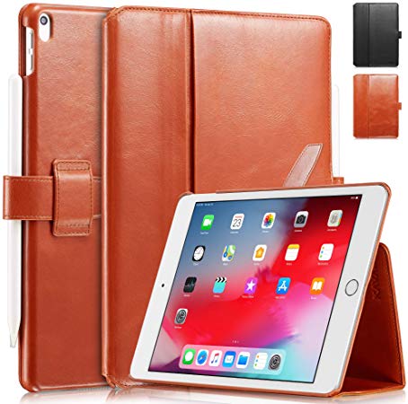KAVAJ Case Leather Cover London Works with Apple iPad Air 3 2019 & iPad Pro 10.5" Cognac-Brown Genuine Cowhide Leather with Pencil Holder Supports Apple Pencil Slim Fit Smart Folio