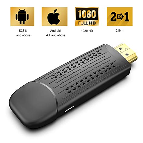 Display Dongle Support Wireless and Wired 2 in 1 Display Receiver for TV/Projector 1080P HDMI Miracast Dongle Compatible for Windows/Android/iOS Smartphone,Tablet,iPhone,iPad,Laptop