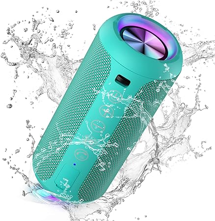 Ortizan Portable Bluetooth Speaker, IPX7 Waterproof Wireless Speaker with 24W Loud Stereo Sound, Outdoor Speakers with Bluetooth 5.0, 30H Playtime,66ft Bluetooth Range,Dual Pairing for Home (Teal)