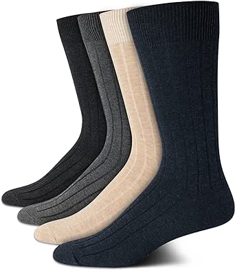 Calvin Klein Men's Dress Socks - Cotton Blend Crew Socks: Patterns and Solids (4 Pack)