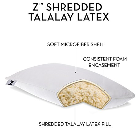 Z by Malouf Shredded Talalay Latex Encased in Regular Foam Pillow, QUEEN