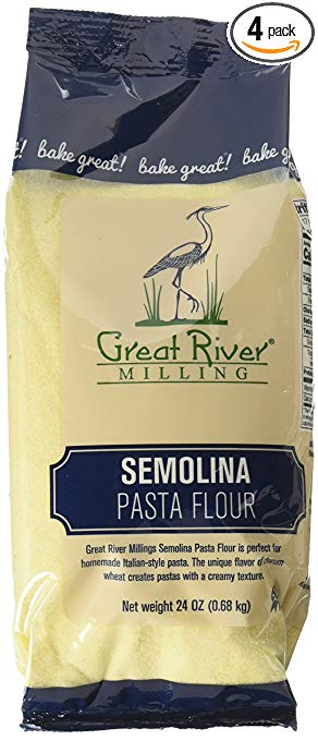Great River Milling Semolina Pasta Flour, 24 Ounce (Pack of 4)