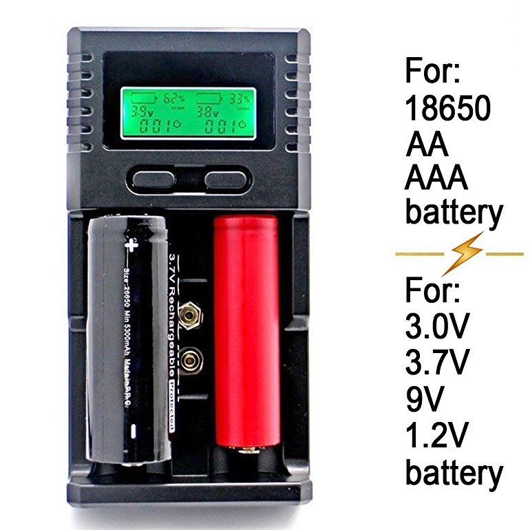 SUPEREX® Universal smart Intelligent battery Charger With LCD Display for 3.7V Li-ion 3.2V LiIFePO4 7.4V Li-ion 6F22/9V, 1.2V 8.4V NiMH Rechargeable Batteries Color Black match UK Adaptor   car charger