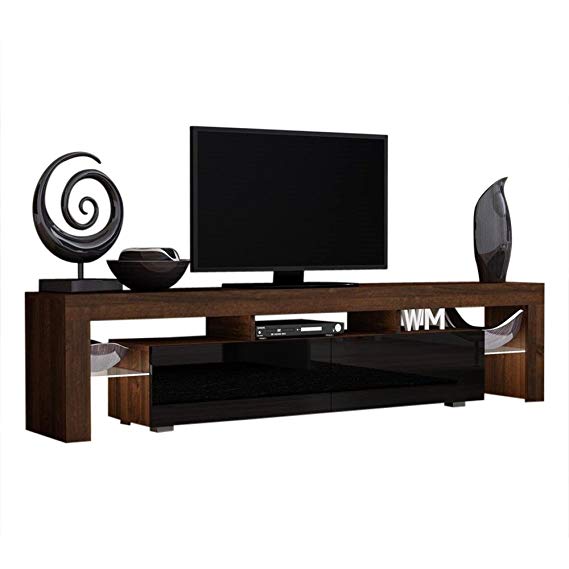 TV Stand Solo 200 Modern LED TV Cabinet/Living Room Furniture/Tv Cabinet fit for up to 90-inch TV Screens/High Capacity Tv Console for Modern Living Room (Walnut/Black)